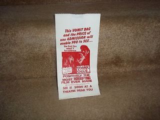 vintage 1970 mark of the devil movie vomit bag returns