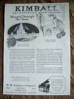 1927 antique kimball piano seventieth anniversary ad 