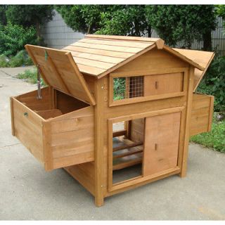 Large Wood Chicken Coop Nest Box Rabbit Hutch Backyard Poultry Cage 