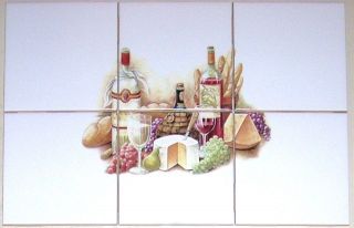  and Bread Ceramic Tile Mural Grapes Kitchen 6pcs of 4.25 Kiln Fired