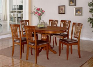 7PC DINETTE KITCHEN DINING SET, TABLE with 6 LEATHER SEAT CHAIRS IN 