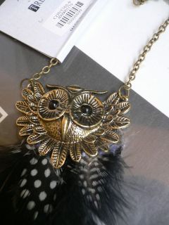 new women fashion long owl necklace gold rusty black and