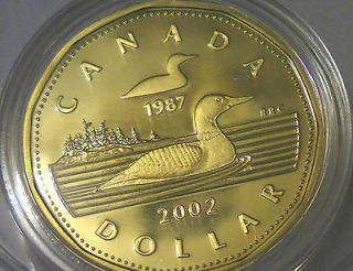 1987 2002 CANADA LOON DOLLAR GOLD PLATED PROOF very RARE  unc