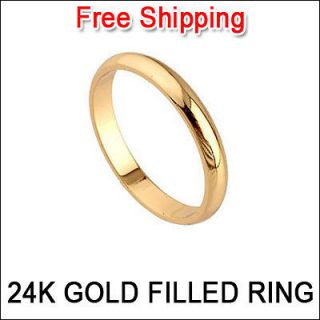   Classic Unisex 3MM 24K Yellow Gold Filled Ring Men Women GF Ring