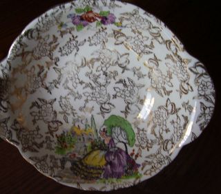 LORD NELSON WARE POMPADOUR SMALL TAB HANDLE BOWL ENGLAND CHINTZ 1930S