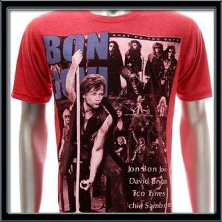 Sz L BON JOVI T shirt Vtg Retro Hard Rock Band Tour Men