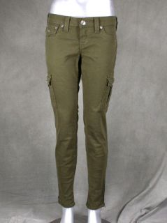 True Religion Jeans womens KRISTA Skinny Cargo leggings army green 