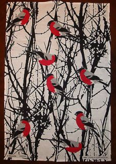 NEW, Almedahls tea towel Scandinavian design fabric with red birds and 