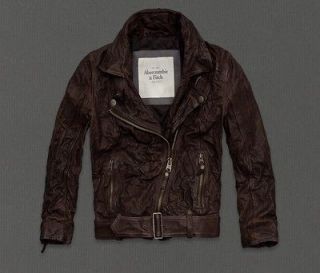 NWT A&F Abercrombie & Fitch Julia Geniune Leather Coat Jacket L