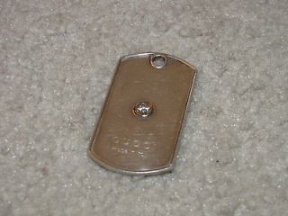 GUCCI Sterling Silver Dog Tag with .5 Carat Diamond Dogtag .5C