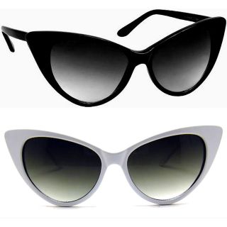 NEW 2 PACK Womens Kardashian style Pointed CAT EYE Sunglasses 1 Black 