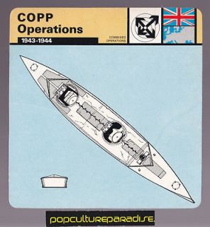 copp operations two man canoe mission 1944 ww2 war card