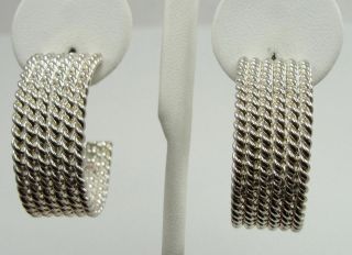   Tiffany & Co. 925 Sterling Hoop Earrings Twist Wide Rope 1.11