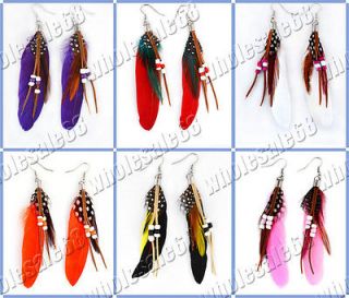   30pairs women dangle Bohemia Vintage Sexy peacock Feather earrings