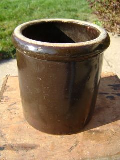 collectible small stoneware kitchen brown crock  8