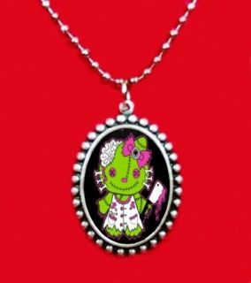 hello zombie kitty cat meat cleaver pendant necklace 