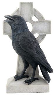 new raven bird on a celtic cross figurine time left