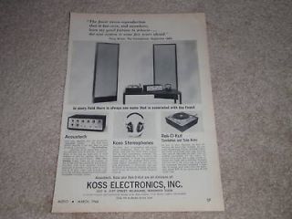 koss ad 1966 acoustech headphones rek o kut rare expedited
