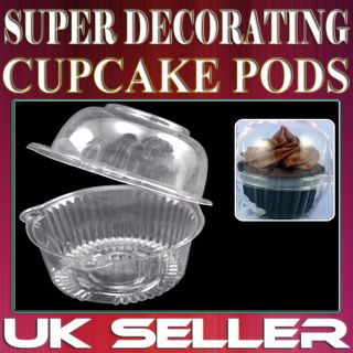 50 Large Single Clear Cupcake Pod Cake Muffin Carrier Holder Box