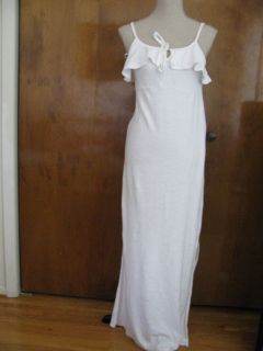 NWT Juicy Couture Womens White 100%Cotton Maxi Dress Linen Ruffle 