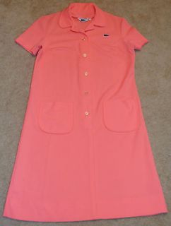 Lacoste Chemise womens dress 18 coral peach polo collar button up 
