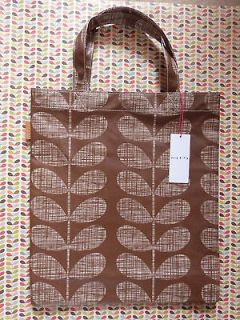 Orla Kiely Laminated Book Bag / Tote Brown Scribble STEM Print 