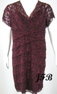 MARINA Wine Colored Lace Beaded Social Dress Sz 22w $179 New 6697