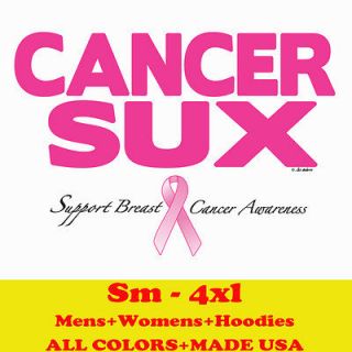 CANCER SUX fight breast support ribbon cure pink womens mens tee t 