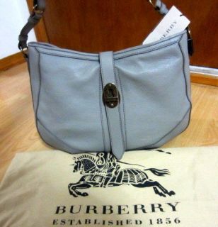 NWT BURBERRY BARTOW GRAINY Leather Medium Hobo SATCHEL Tote Bag Grey