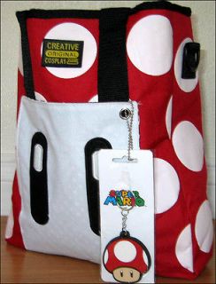Super Mario Bros NINTENDO School Messenger Sling Bag w/ Keychain RED 