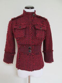 NWT Tory Burch Kington Red Navy Tweed Jacket Coat Blazer Sz 4 $525