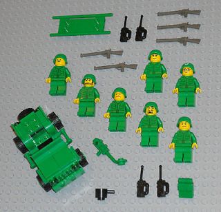 LEGO Minifigures 7 Army Men Military Soldiers Rifles Lego Jeep 