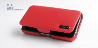 HOCO BARON Genuine Leather RED Case for IPHONE 4 / 4S BULK