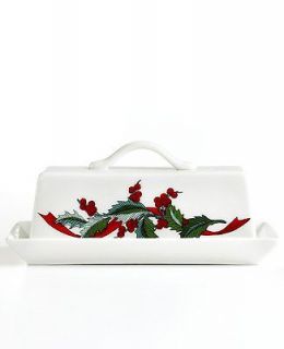 Martha Stewart NEW White Christmas Holiday Covered 6.75 Inch Butter 