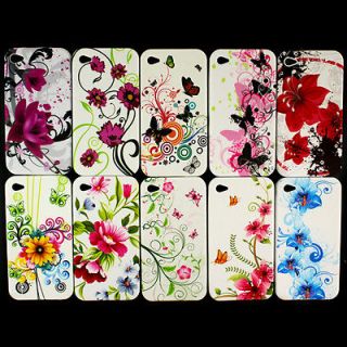 10pcs Flower Back Cover Skin case for Iphone 4 4th 4G 4S, CA7