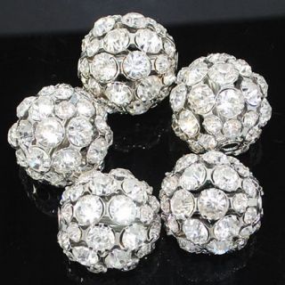 6mm 20mm Pave Crystal Rhinestone Hollow Round Ball Spacer Beads