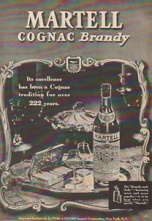 1937 martell cognac brandy france bottle 30 s photo ad