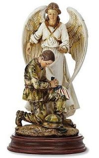 Guardian Angel w Praying Armed Forces Soldier Statue Figurine Home 