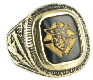 ring mens gold ge glass knights of colombus sz 10
