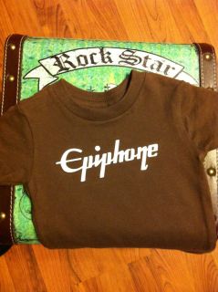 Cool Baby Shower Gift Brown Epiphone Tee Shirt 6/12 Months Free 