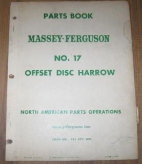 massey ferguso n no 17 offset disc harrow parts book