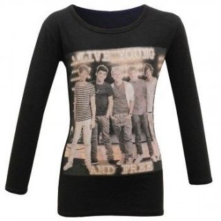 GIRLS NEW ONE DIRECTION LIVE YOUNG & FREE LONG SLEEVE 1D T SHIRT 