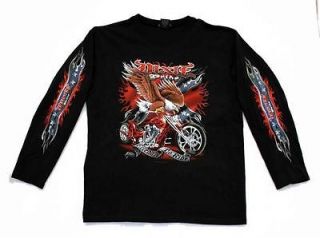 Rebel Dixie Pride Rebel Biker Motorcycle T Shirt Long Sleeve