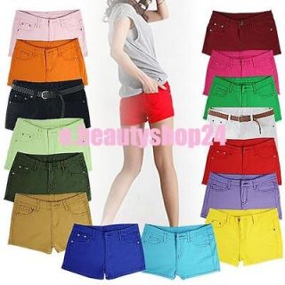 Womens Casual Candy Colours Shorts mini Short Jeans low waisted Summer 