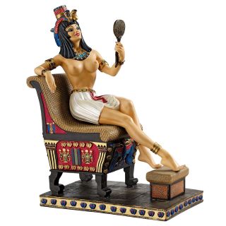 Egyptian Pharaohs Admiring Queen of the Nile Throne Sculpture Statue
