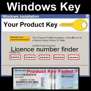   KEY LICENCE FINDER for Windows 7 ~ VISTA ~ XP WINDOWS LICENSE NUMBER