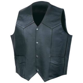   Mountain Hides Mens Solid Black Leather Motorcycle VEST M MEDIUM GIFT