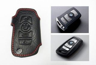 Leather Remote Smart Key Chain Fob Holder RED Stitch BMW E65 E66 745i 
