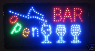 19x10x1 LED OPEN BAR Sign Bars Game Pool Room DECOR Business Signs