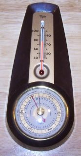 Vintage Brown Bakelite Taylor Thermometer Barometer Wall Hang Weather 